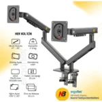 North Bayou A5C Ergonomic Dual Monitor Arm Stand - Image 3